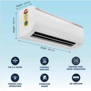 1.5 ton split ac dimensions in inches