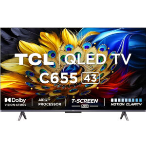 TCL 43 inch 4K Ultra HD Smart QLED Google TV (43C655) Dolby Vision -Atmos HDR 10plus - AiPQ Pro Processor