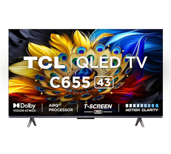 TCL 43 inch 4K Ultra HD Smart QLED Google TV (43C655) Dolby Vision -Atmos HDR 10plus - AiPQ Pro Processor