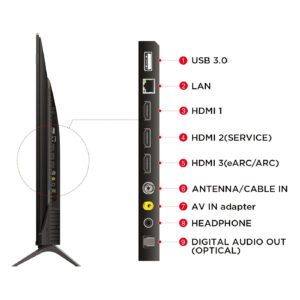 TCL 43 inch 4K Ultra HD Smart QLED Google TV Connectivity Port