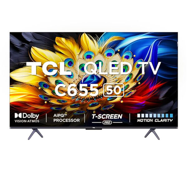 TCL 50 inch 4K Ultra HD Smart QLED Google TV (50C655) Dolby Vision-Atmos HDR 10 plus AiPQ Pro Processor