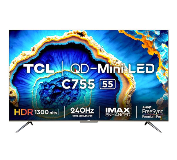 TCL 55 inch 4K Ultra HD Smart QD-Mini LED Gaoogle TV (55C755) Dolby Vision-Atmos Game Master 2.0 AMD FreeSync Premium Pro