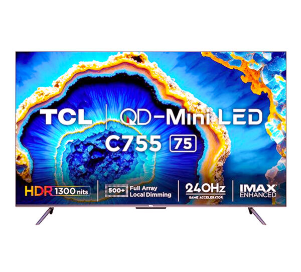 TCL 75 inch 4K Ultra HD Smart QD-Mini LED Gaoogle TV (75C755) Dolby Vision-Atmos Game Master 2.0 AMD FreeSync Premium Pro