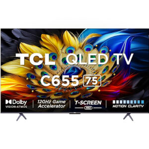 TCL 75 inch 4K Ultra HD Smart QLED Google TV (75C655) Dolby Vision -Atmos HDR 10+ AiPQ Pro Processor