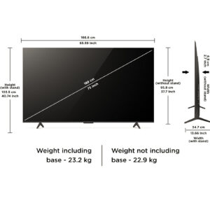 TCL 75 inch 4K Ultra HD Smart QLED Google TV Display Size