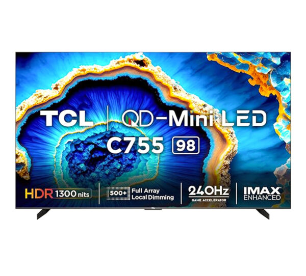 TCL 98 inch 4K Ultra HD Smart QD-Mini LED Gaoogle TV (98C755) Dolby Vision-Atmos Game Master 2.0 AMD FreeSync Premium Pro