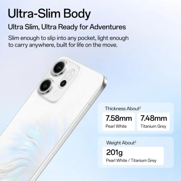 Oppo Reno 14 Pro White Smartphone Slim Body