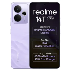 Realme 14T 5G – AMOLED 120Hz | Dimensity 6300 | 50MP Camera | 6000mAh | IP69 | Android 15