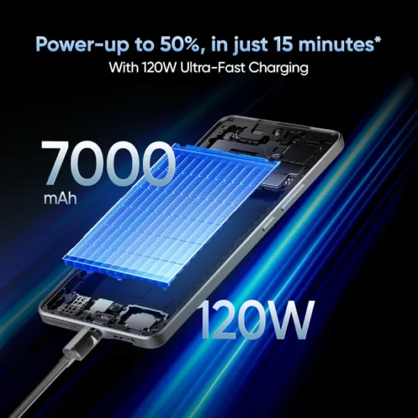Realme GT 7T IceSense Black smartphone battery details