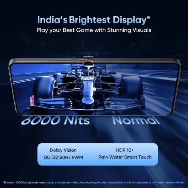 Realme GT 7T IceSense Black smartphone display features