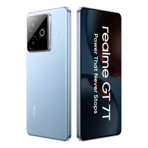 Realme GT 7T IceSense Blue smartphone full view
