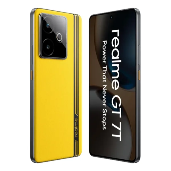 Realme GT 7T Racing Yellow smartphone look design