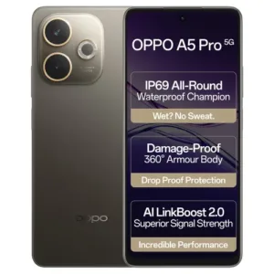 OPPO A5 Pro 5G – 120Hz Display | 5800mAh Battery | 45W SUPERVOOC | IP69 Waterproof 360 Armour