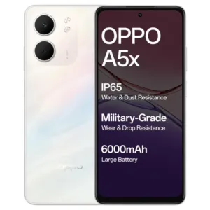 OPPO A5x 5G – 6000mAh Battery | 32MP AI Camera | 120Hz Display | IP65 | 45W Fast Charging