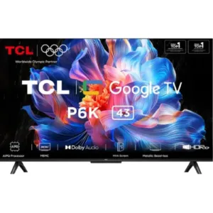TCL 43 inch 4K UHD Smart Google TV (43P6K) | Dolby Audio | Game Master | HDR10 | Bezel-less Design | 2025 Model