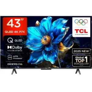 TCL 43 inch QLED 4K Ultra HD Smart Google TV (43P7K) | Dolby Vision | Atmos & Game Master Mode | 2025 Model