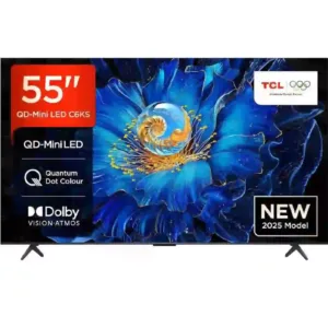 TCL 55 Inch QD-Mini LED 4K Smart Google TV (55C6KS) | AiPQ Processor | Dolby Vision | ONKYO 2.1 Sound | 2025 Model