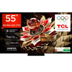 TCL 55 inch QD-Mini LED 4K Google TV (55C72K) |144Hz | Dolby Vision IQ | ONKYO Sound & Gaming Features | 2025 Model