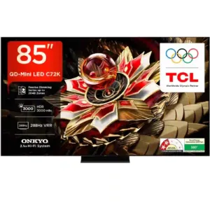 TCL 85-Inch 4K QD-Mini LED Smart Google TV (85C72K) | Dolby Vision IQ | 144Hz | ONKYO 60W Sound | 2025 Model