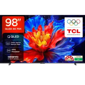 TCL 98 inch  QLED 4K Smart Google TV (98P8K) | 144Hz Refresh | Dolby Atmos | 3GB RAM | 64GB ROM | HDR10+ | 2025 Model