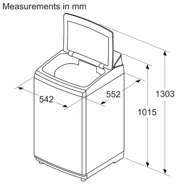 Bosch WOE802B7IN 8-Kg 5 Star Top Load Dimentions