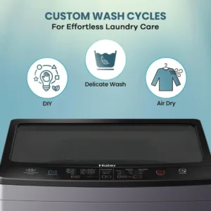 Haier HWM105-316BK 10.5 Kg 5 Star Top Load Washing Machine Custom Wash Cycles