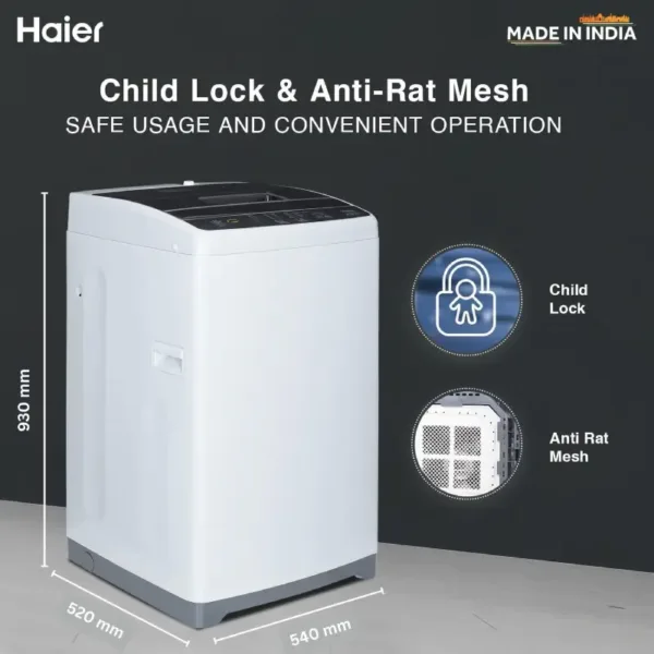 Haier HWM65 1269DB 6.5 Kg 5 Star Washing Machine Dimentions Keni Electronics