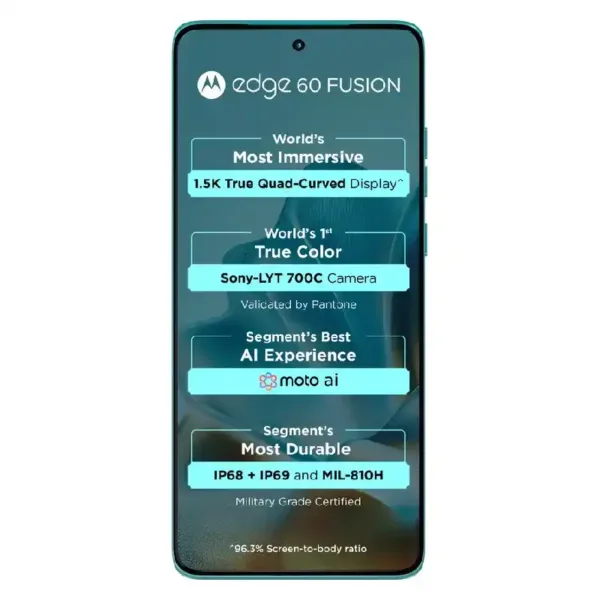 Motorola Edge 60 Fusion 5G Amazonite Smartphone Display