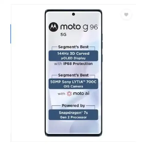 Motorola G96 5G Ashleigh Blue SmartPhone Display