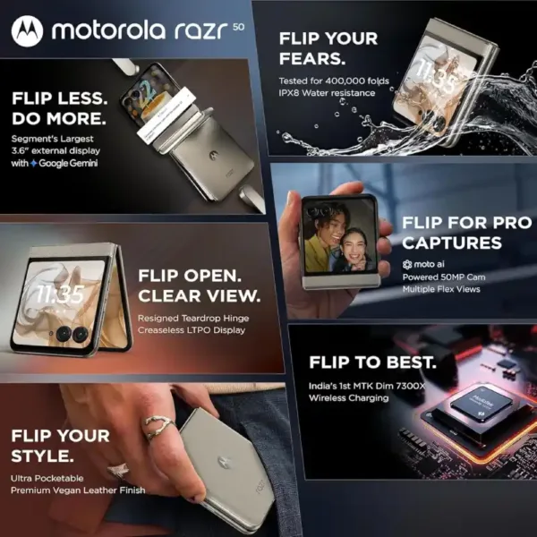 Motorola razr 50 5G Beach Sand SmartPhone Features 1 Keni Electronics