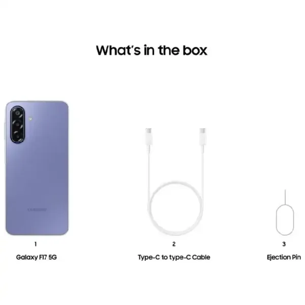 Samsung Galaxy F17 5G Violet Pop SmartPhone box