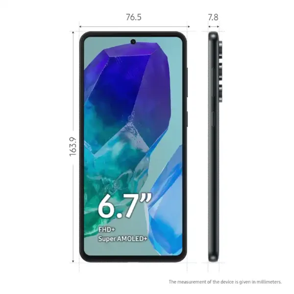Samsung Galaxy M55 5G SmartPhone Denim Black Dimentions