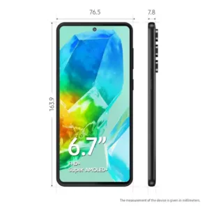 Samsung Galaxy M55s 5G Thunder Black SmartPhone Dimentions Keni Electronics