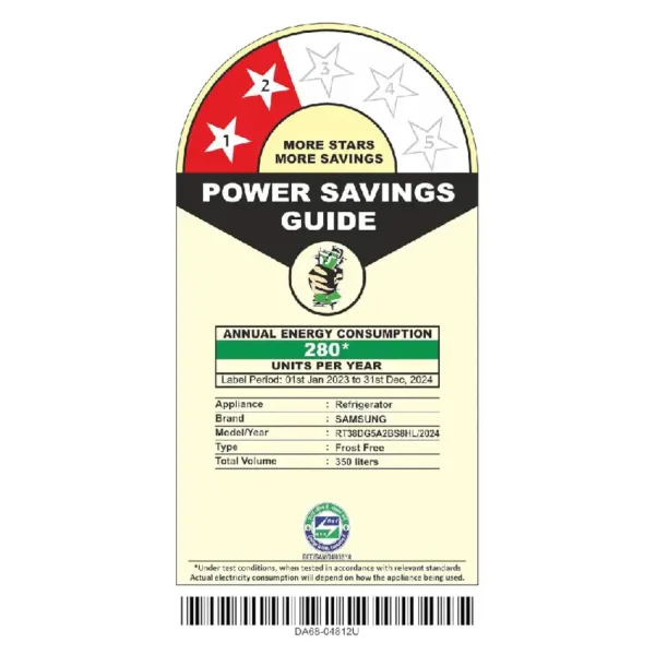 Samsung-RT38DG5A2BS8HL-350L-2-Star-Refrigerator Star Rating