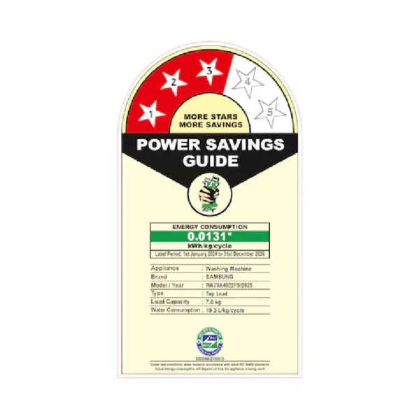 Samsung WA70A4022FS 7 Kg 5 star Washing Machine Star Rating
