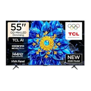 TCL 55P8L 55 Inch 4K QD Mini LED Smart Google TV with 144Hz Refresh Rate, Dolby Vision & ONKYO Audio