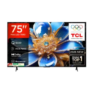 TCL 75T69D 75 Inch QLED 4K Ultra HD Smart Google TV with Dolby Vision, Dolby Atmos, HVA Panel & Google Assistant (2026 Model)