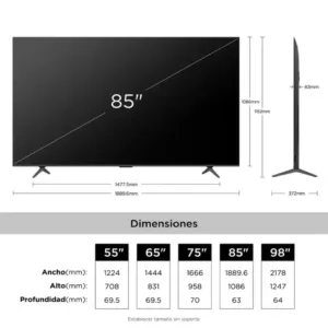 TCL 85P8L Television Smart TV Dimentions 1 Keni Electronics