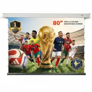 OTEK CineCast M80 (80 Inch) Motorized Projector Screen with Gain 1.8 ALR Fabric, 16:9 widescreen, remote control, wall & ceiling mount