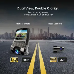 OTEK Copilot 2K Dashcam 1440P Front Camera Dual View