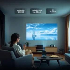 OTEK JOY Smart Portable Projector 4K Support 5G WiFi Black Resolution1280x720 Keni Electronics
