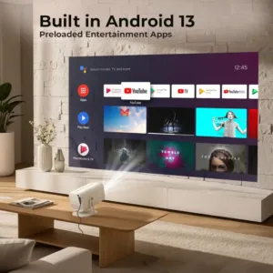 OTEK PIXA1000 Smart Projector 7000 Lumens 1080P Beige Android13 Keni Electronics
