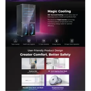 Haier HRB 600KGU1 Black Glass 3 Star FF SIde by Side Features2 Keni Electronics
