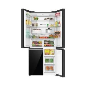 Haier HRB 600KGU1 Black Glass 3 Star FF SIde by Side Placements Keni Electronics