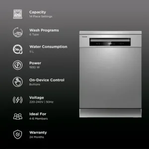 Toshiba 14 Place Settings DW 14F1INS 2 Silver Spec 1 Keni Electronics